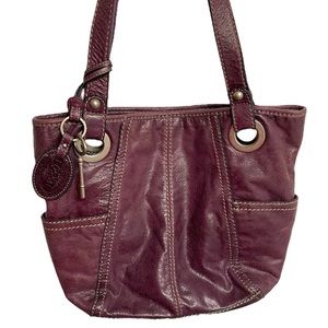 Fossil Purple Leather Hathaway Tote